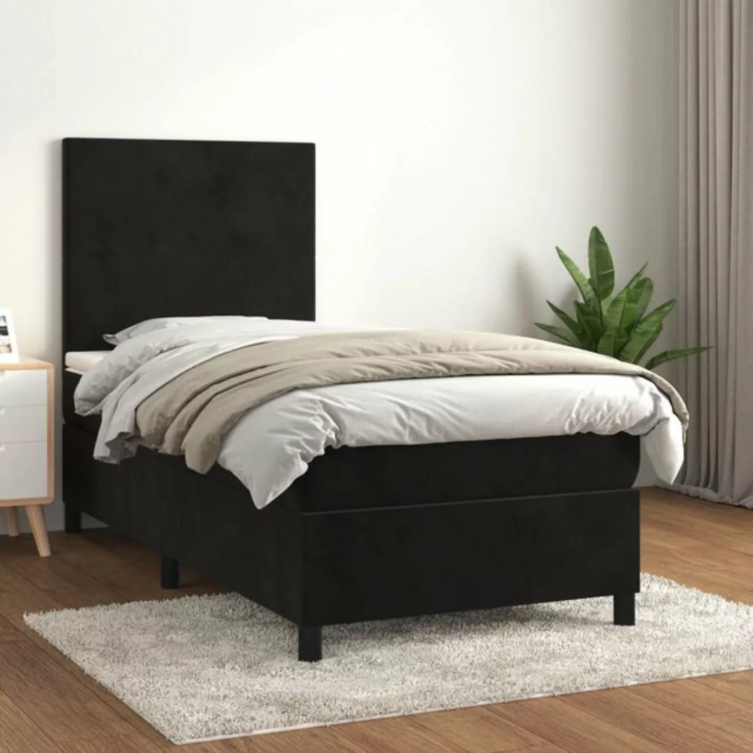 vidaXL Bettgestell Boxspringbett mit Matratze Schwarz 100x200 cm Samt Bett günstig online kaufen