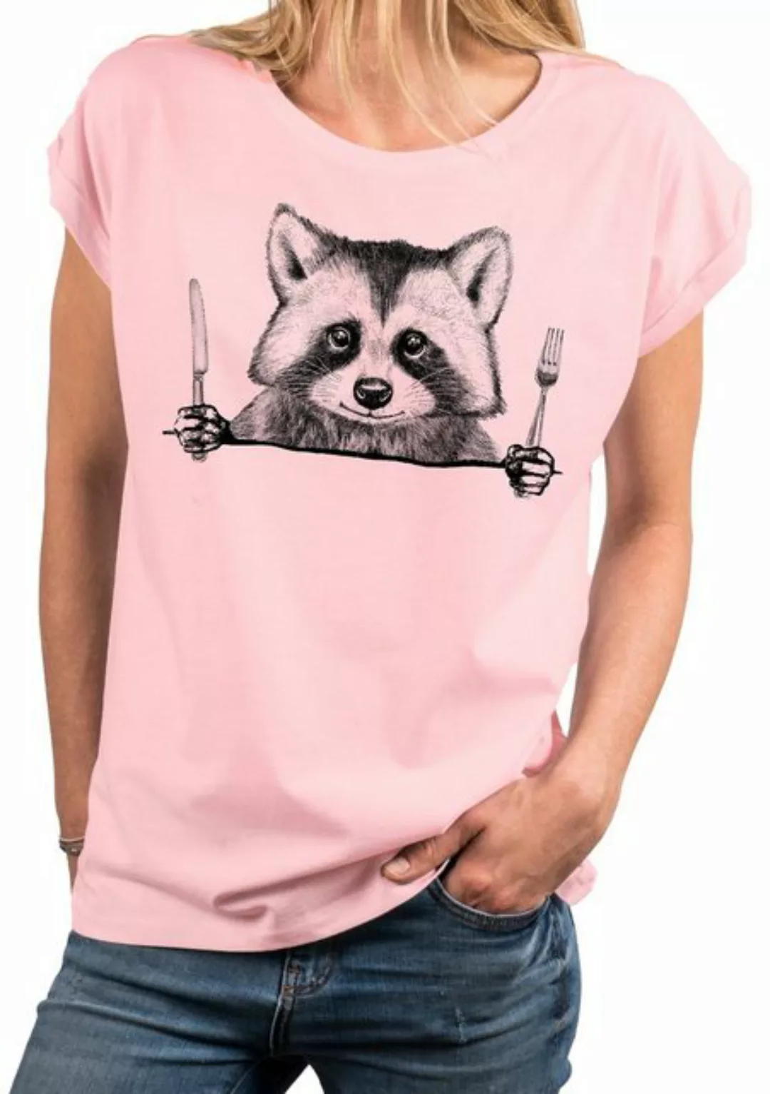 MAKAYA Print-Shirt Waschbär Cool Lustig Extravagant Ausgefallen Modische So günstig online kaufen