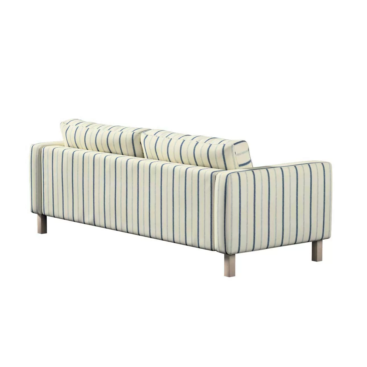 Bezug für Karlstad 3-Sitzer Sofa nicht ausklappbar, kurz, creme- blau gestr günstig online kaufen