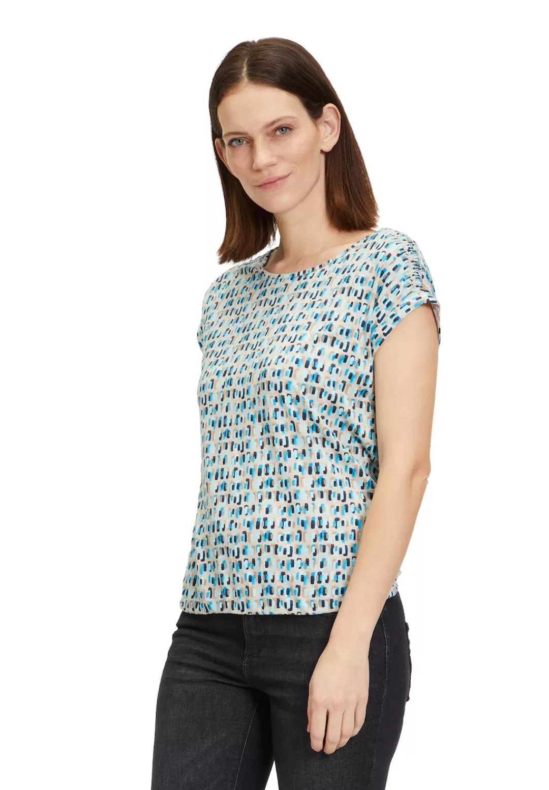 Betty&Co Kurzarmshirt "Betty & Co Casual-Shirt mit Tunnelzug", Druck günstig online kaufen