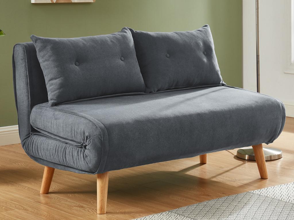 Schlafsofa 2-Sitzer - Stoff - Grau - VALERIO günstig online kaufen