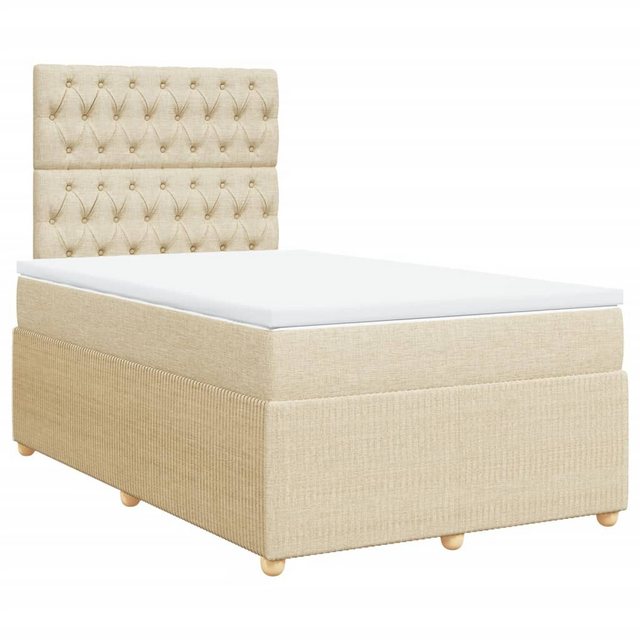 vidaXL Bett Boxspringbett mit Matratze Creme 120x200 cm Stoff günstig online kaufen