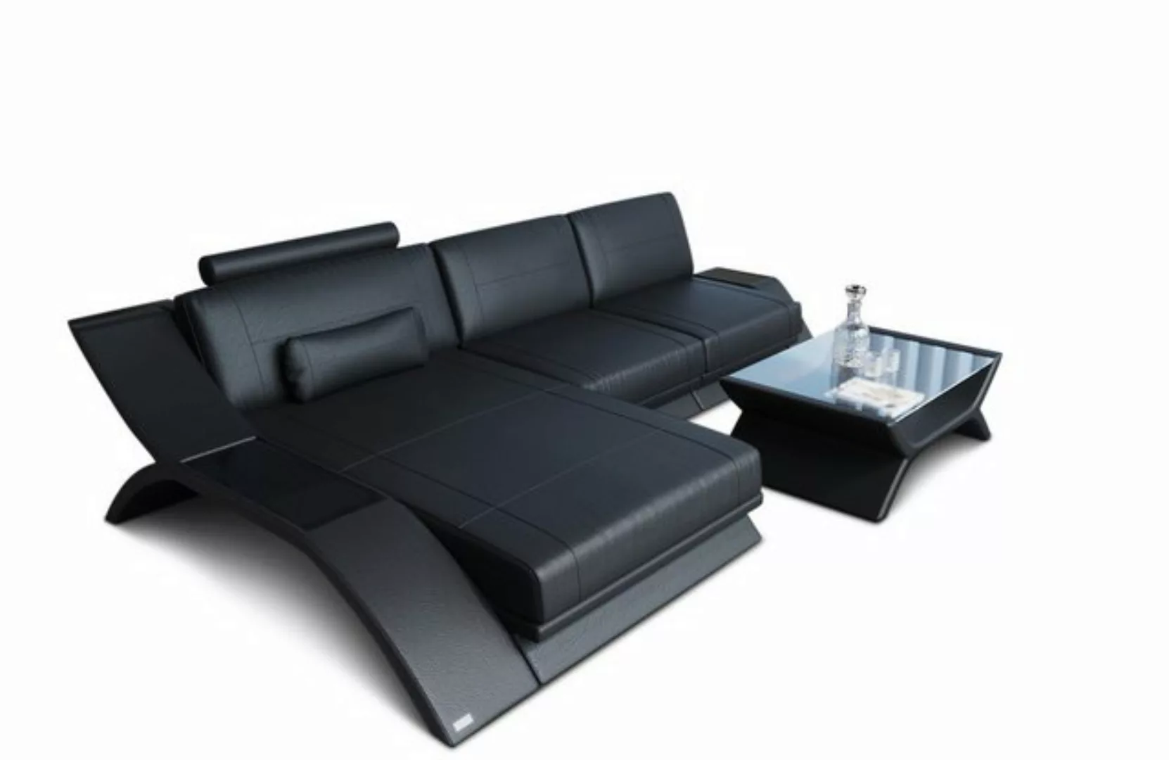 Sofa Dreams Ecksofa Sofa Leder Calabria L Form Ledersofa, Couch, mit LED Be günstig online kaufen