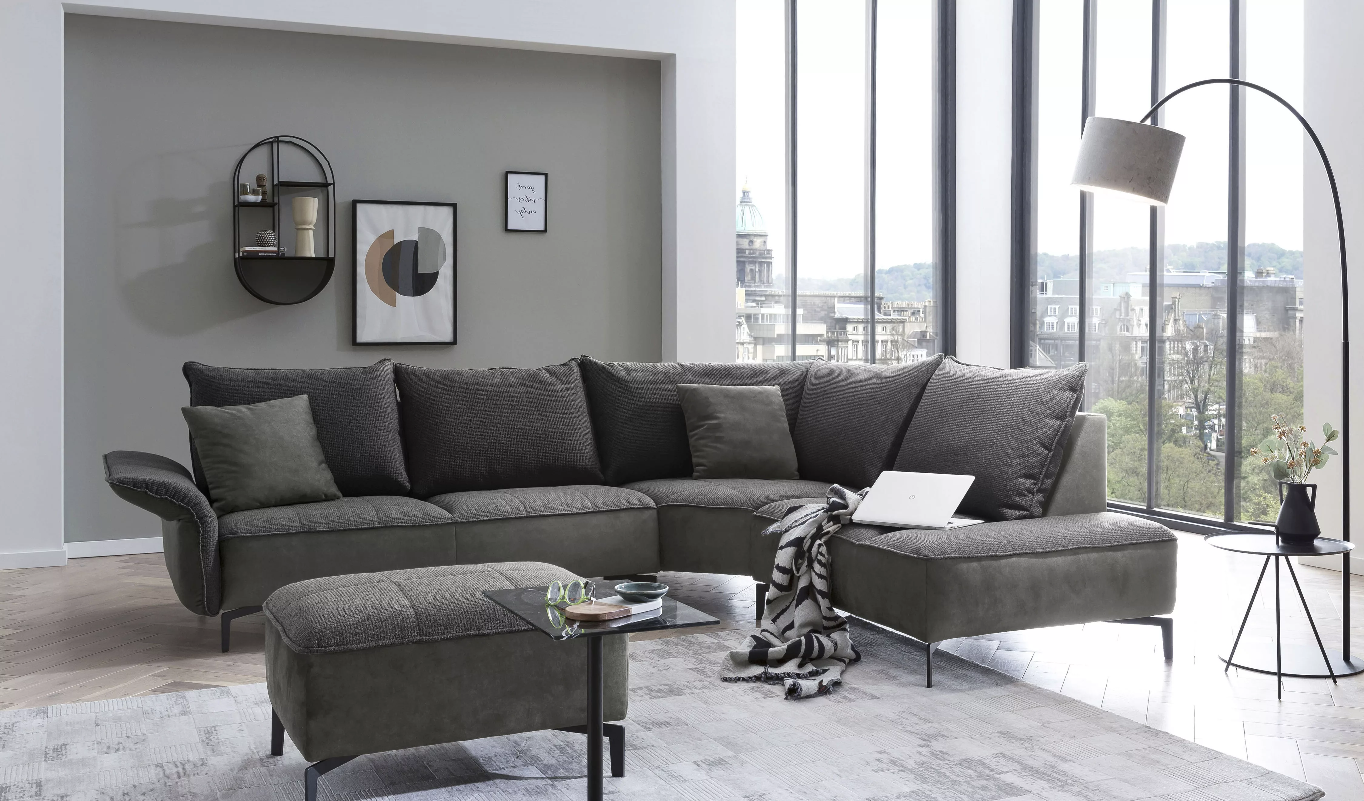 TRENDMANUFAKTUR Ecksofa "Glamour", mit Kaltschaum, höhenverstellbarer Armle günstig online kaufen