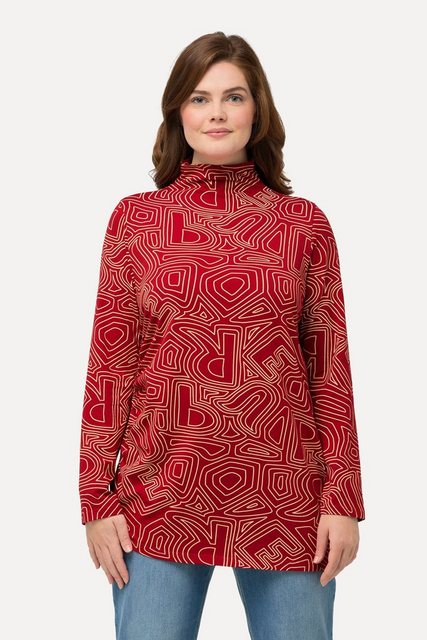 Ulla Popken Longsleeve Shirt Saumband Stehkragen Langarm Biobaumwolle günstig online kaufen