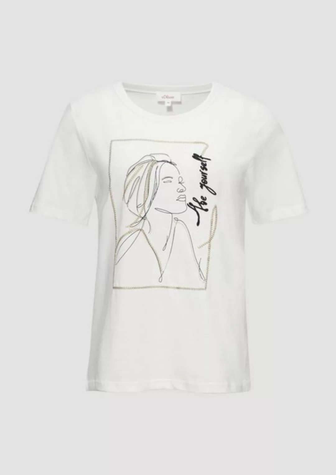 s.Oliver Kurzarmshirt T-Shirt mit Stickerei-Artwork Stickerei günstig online kaufen