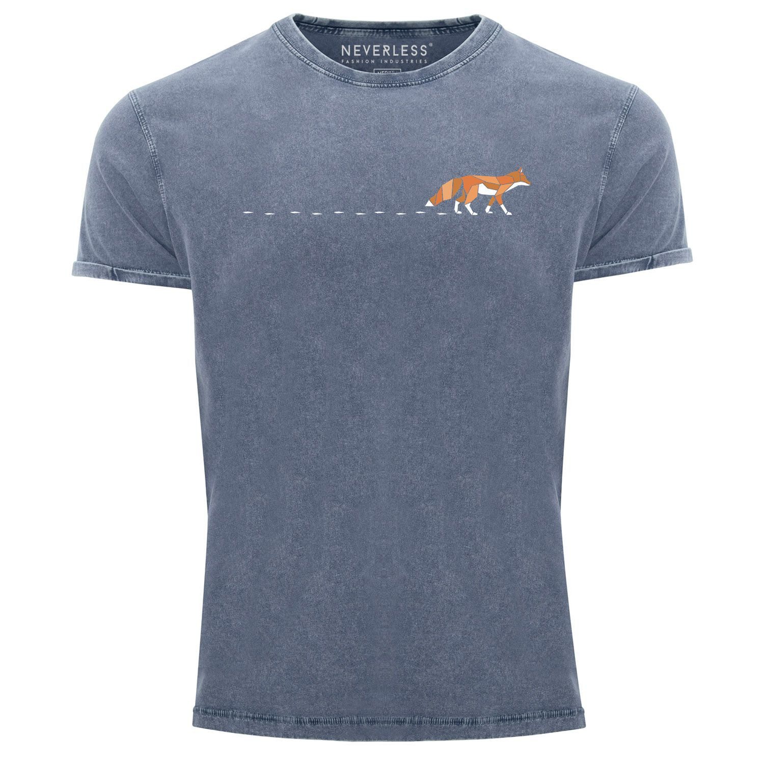 Neverless Print-Shirt Herren T-Shirt Vintage Fuchs günstig online kaufen