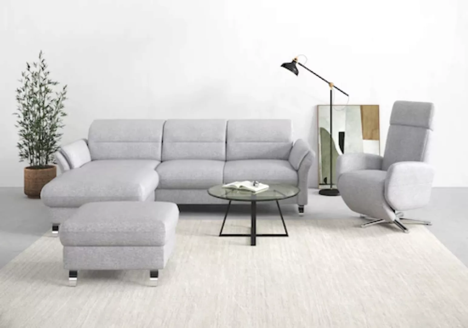 sit&more Ecksofa »Grenoble L-Form«, Federkern, wahlweise mit Bettfunktion, günstig online kaufen