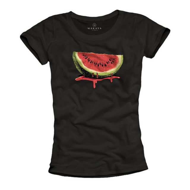 MAKAYA Print-Shirt Damen Kurzarm Früchte Top Wassermelone Lässig Modisch El günstig online kaufen