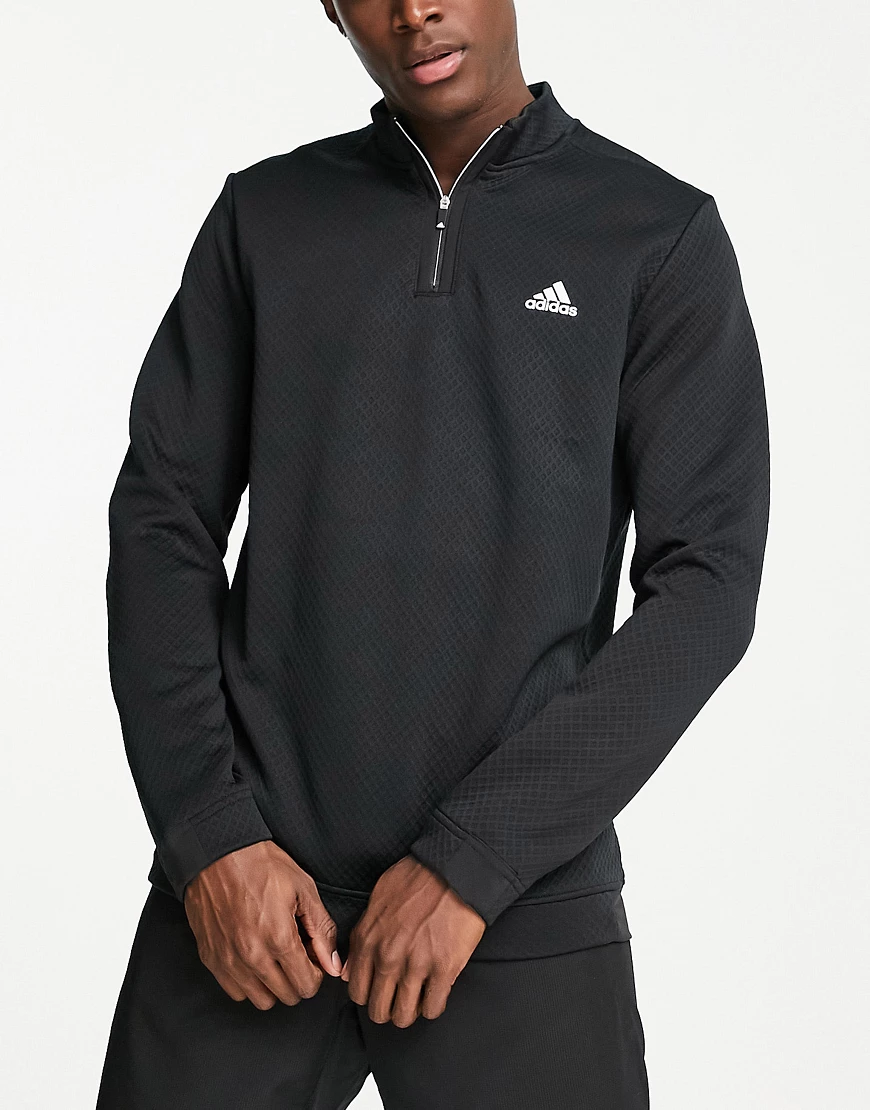adidas Golf – Sweatshirt in Schwarz mit kurzem Reißverschluss günstig online kaufen