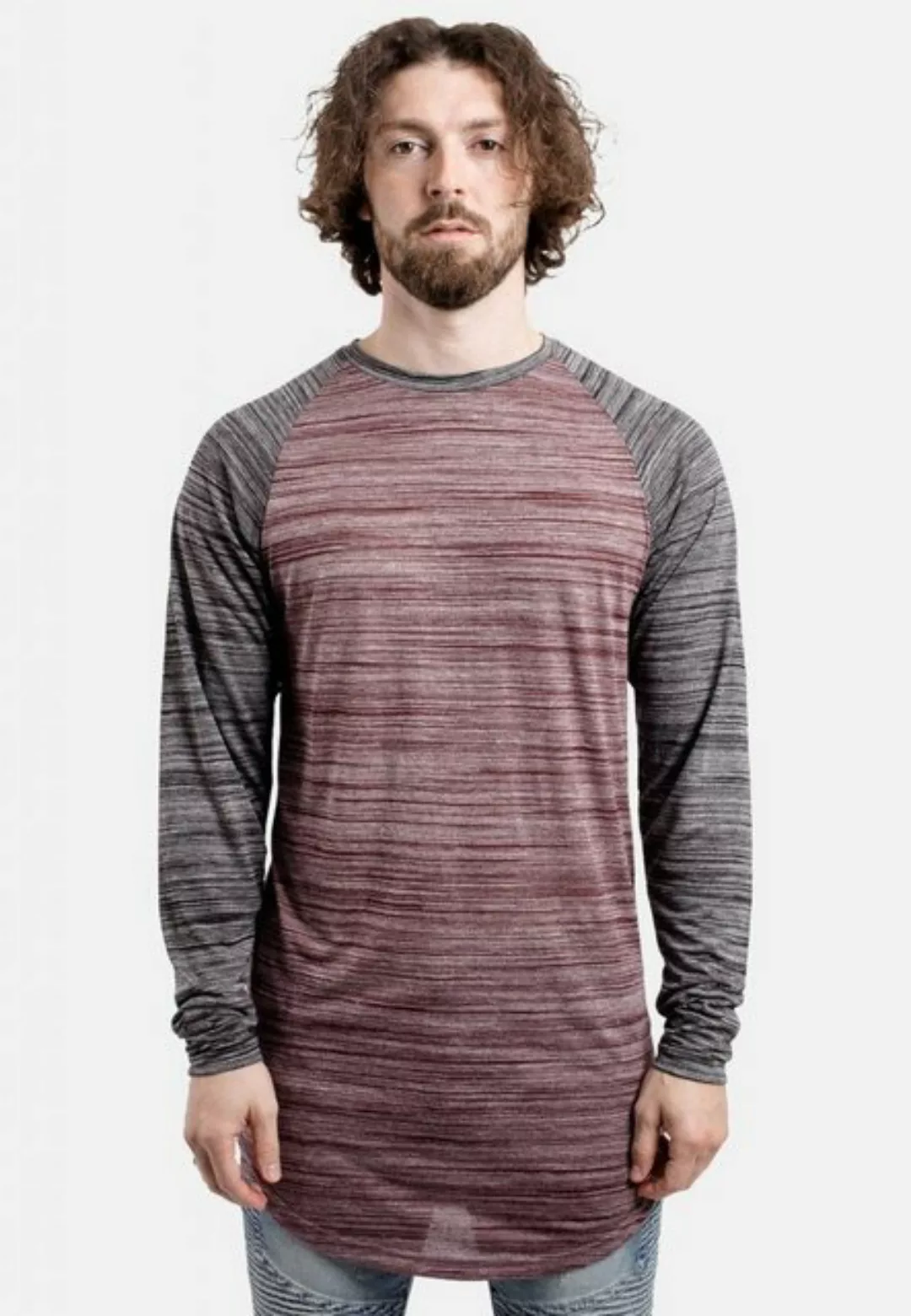 Blackskies T-Shirt Baseball Longshirt T-Shirt Burgundy Schwarz Melliert Lar günstig online kaufen