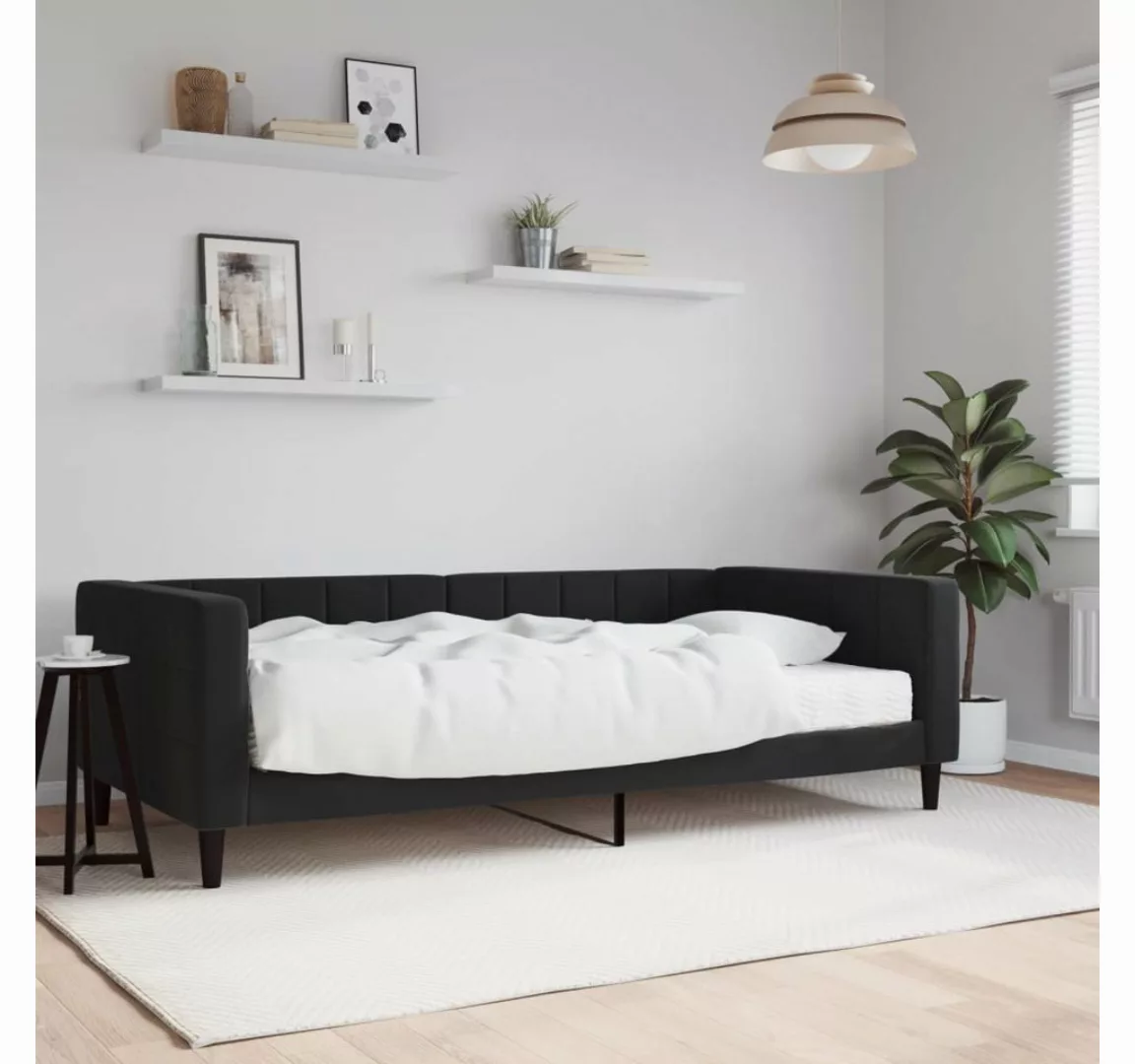 vidaXL Gästebett Gästebett Tagesbett mit Matratze Schwarz 100x200 cm Samt B günstig online kaufen