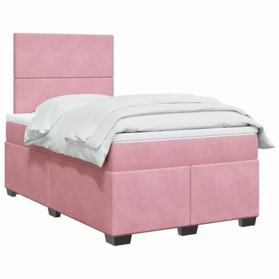 vidaXL Boxspringbett, Boxspringbett mit Matratze Rosa 120x190 cm Samt günstig online kaufen