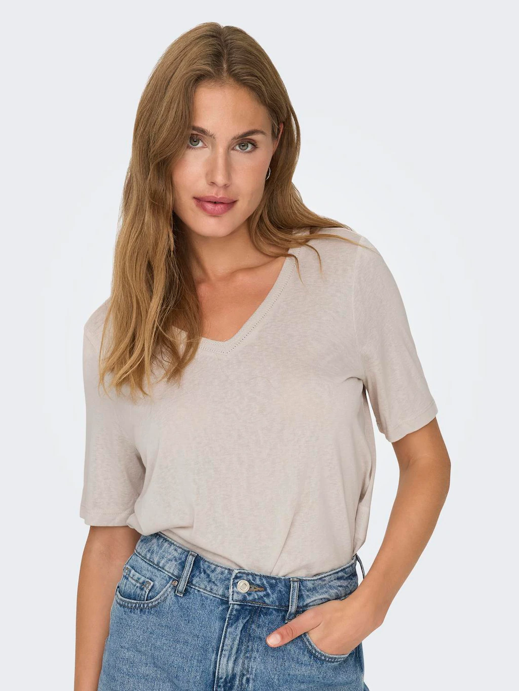 ONLY Kurzarmshirt "ONLELISE S/S V-NECK TOP JRS NOOS" günstig online kaufen