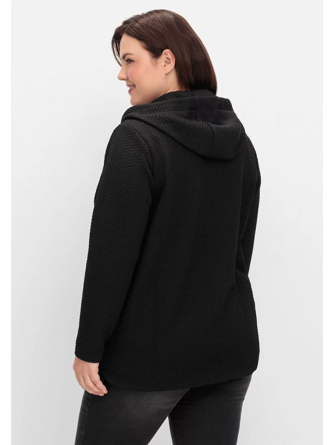 Sheego Sweatjacke "Große Größen", in Fischgrät-Struktur günstig online kaufen