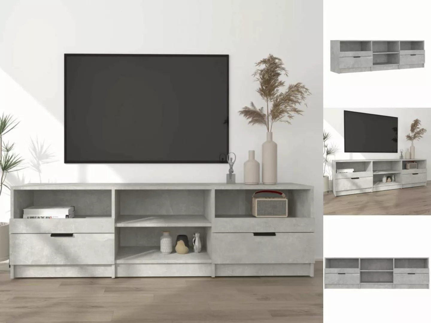 vidaXL TV-Schrank TV-Schrank Betongrau 150x33,5x45 cm Spanplatte Lowboard günstig online kaufen