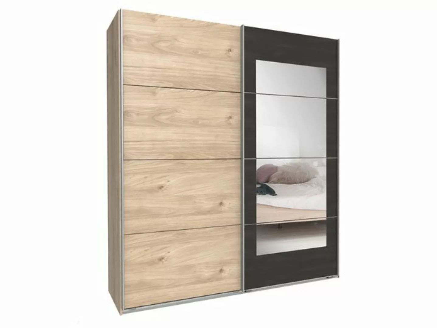 freiraum Schwebetürenschrank Minden in HICKORY OAK NACHBILDUNG + RAW STEEL günstig online kaufen