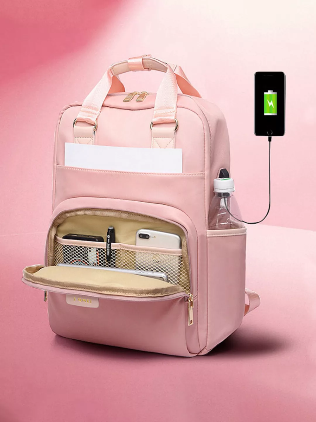 Frauen 15,6 Zoll USB-Ladewasserdichter Multifunktions-Laptop-Tasche Rucksac günstig online kaufen