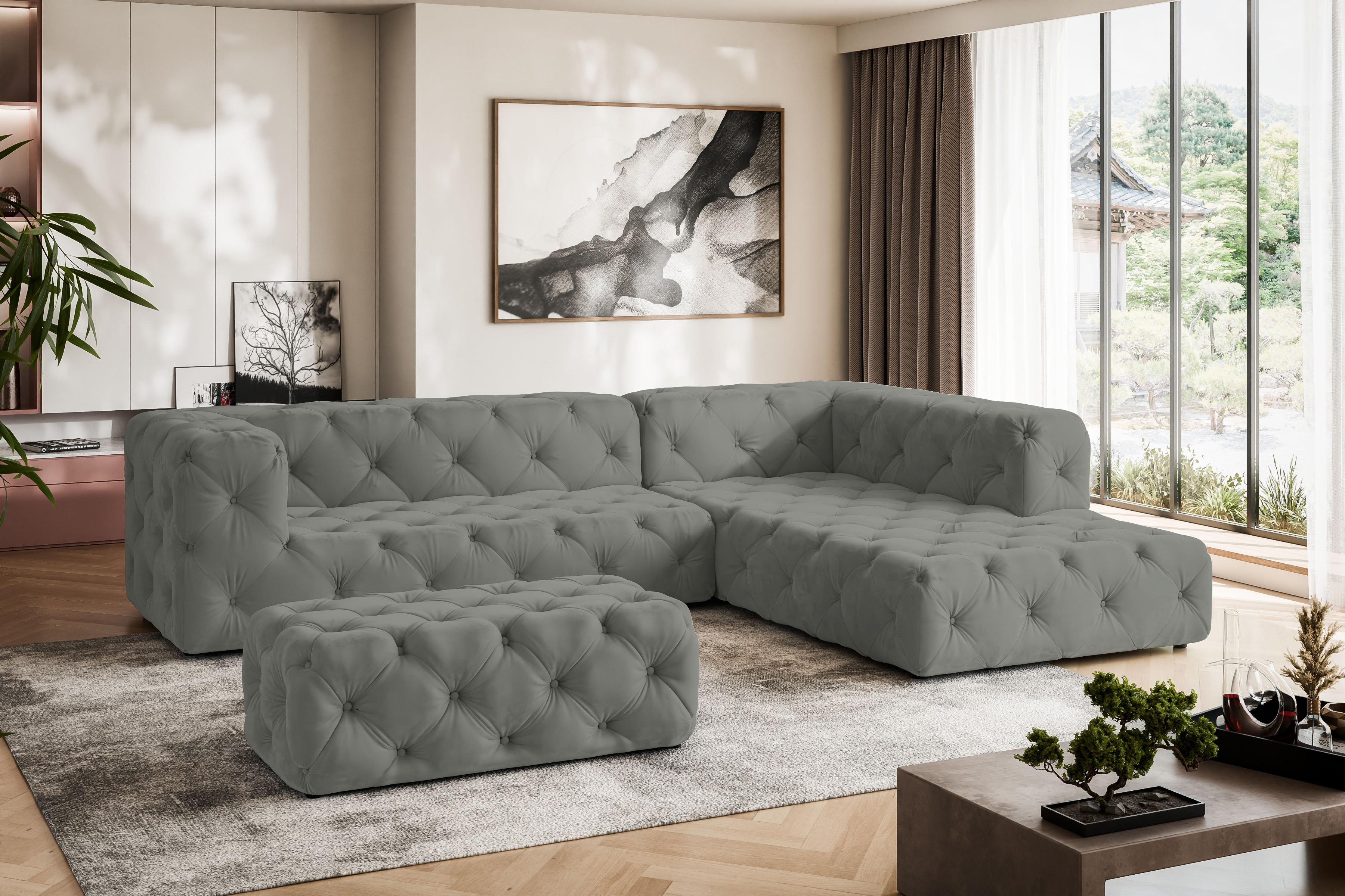 Places of Style Ecksofa "FOLLINA", L-Form, mit klassischer Chesterfield-Kno günstig online kaufen