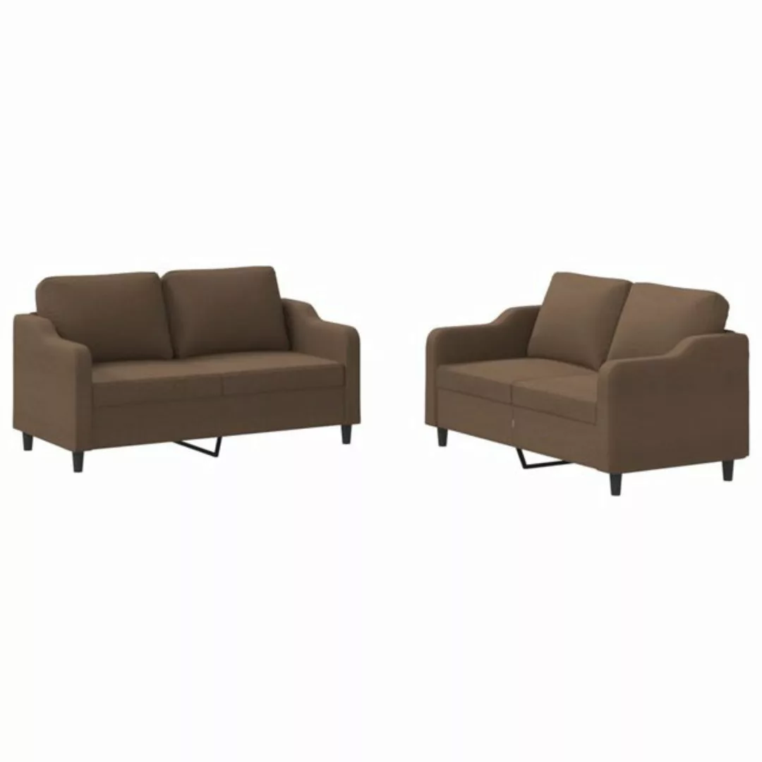 vidaXL Sofa Sofagarnitur Set mit Kissen Stoff, 2-tlg., Braun günstig online kaufen