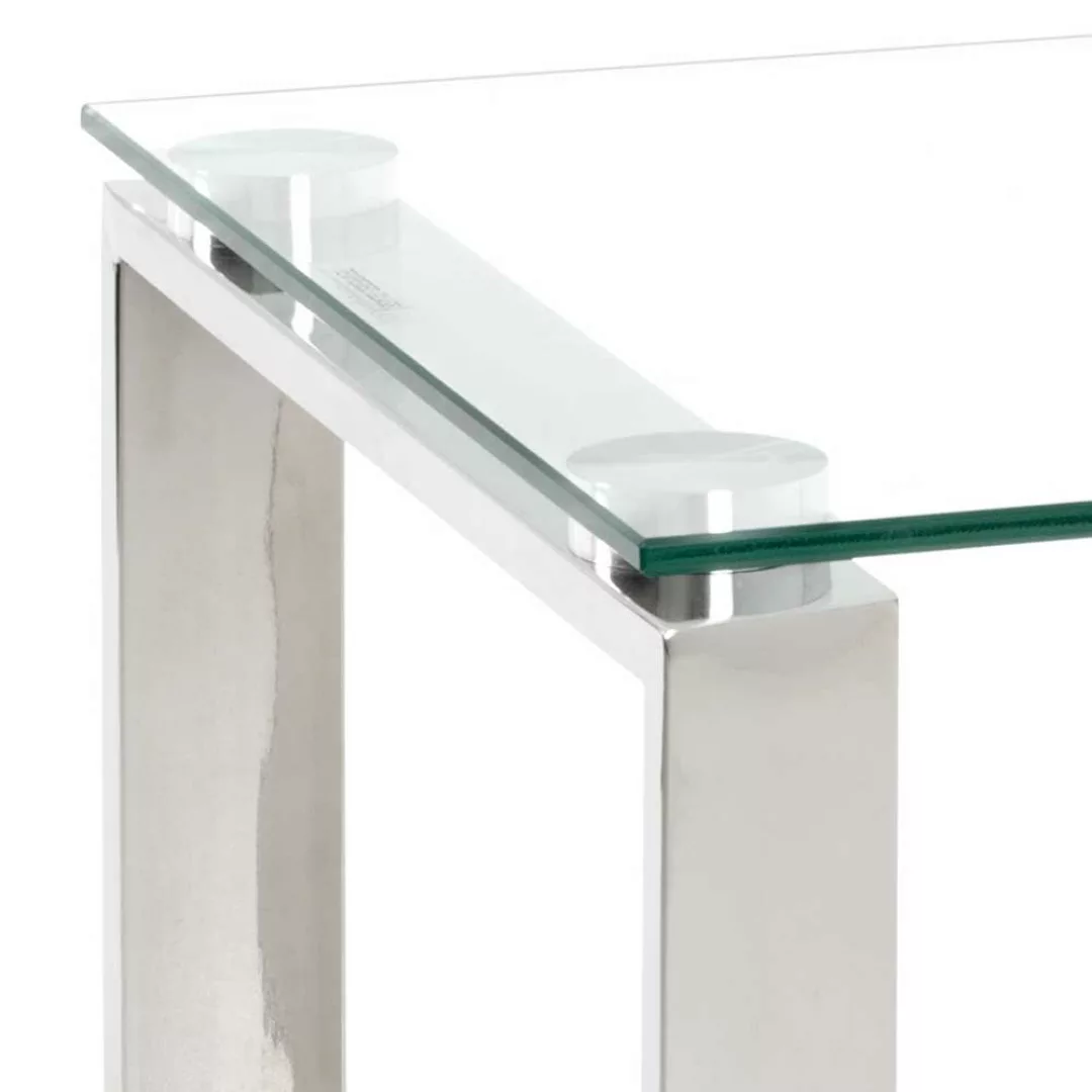 Beitisch aus Glas und Edelstahl Bügelgestell günstig online kaufen