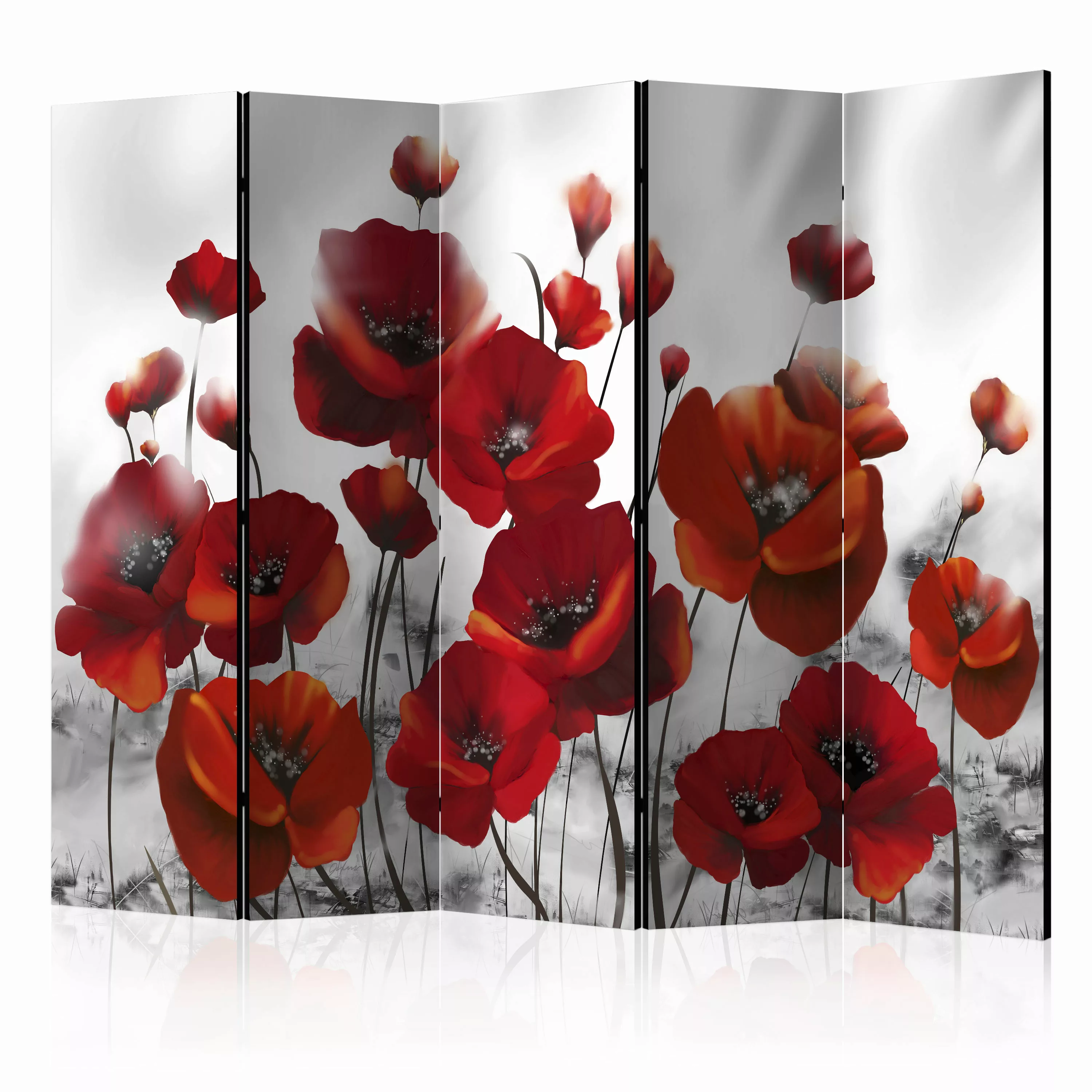 5-teiliges Paravent - Poppies In The Moonlight Ii [room Dividers] günstig online kaufen