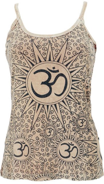 Guru-Shop T-Shirt Yoga Top Om, BohoTop, Goastyle Sommertop - beige alternat günstig online kaufen