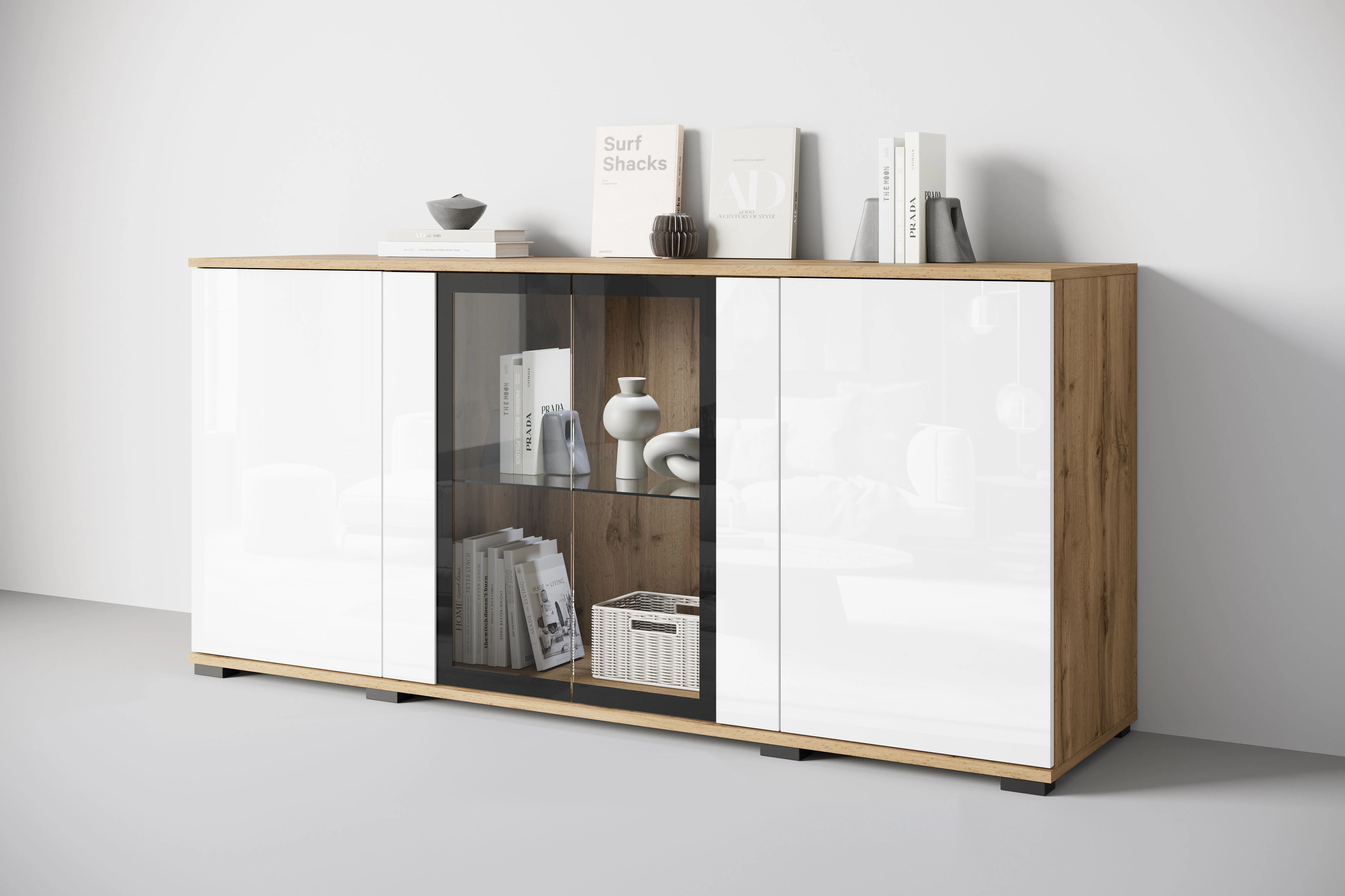 INOSIGN Sideboard "Caro, modernes Design mit Glaseinsätzen, Breite 150 cm", günstig online kaufen