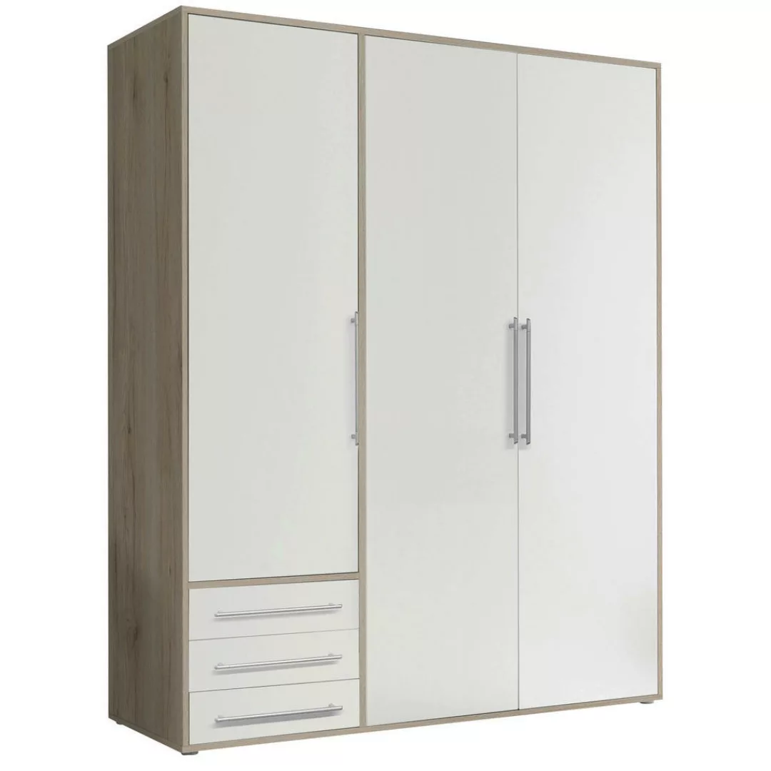 Kleiderschrank Lyss Eiche San-Remo Nachbildung weiß B/H/T: ca. 155x194x58 c günstig online kaufen