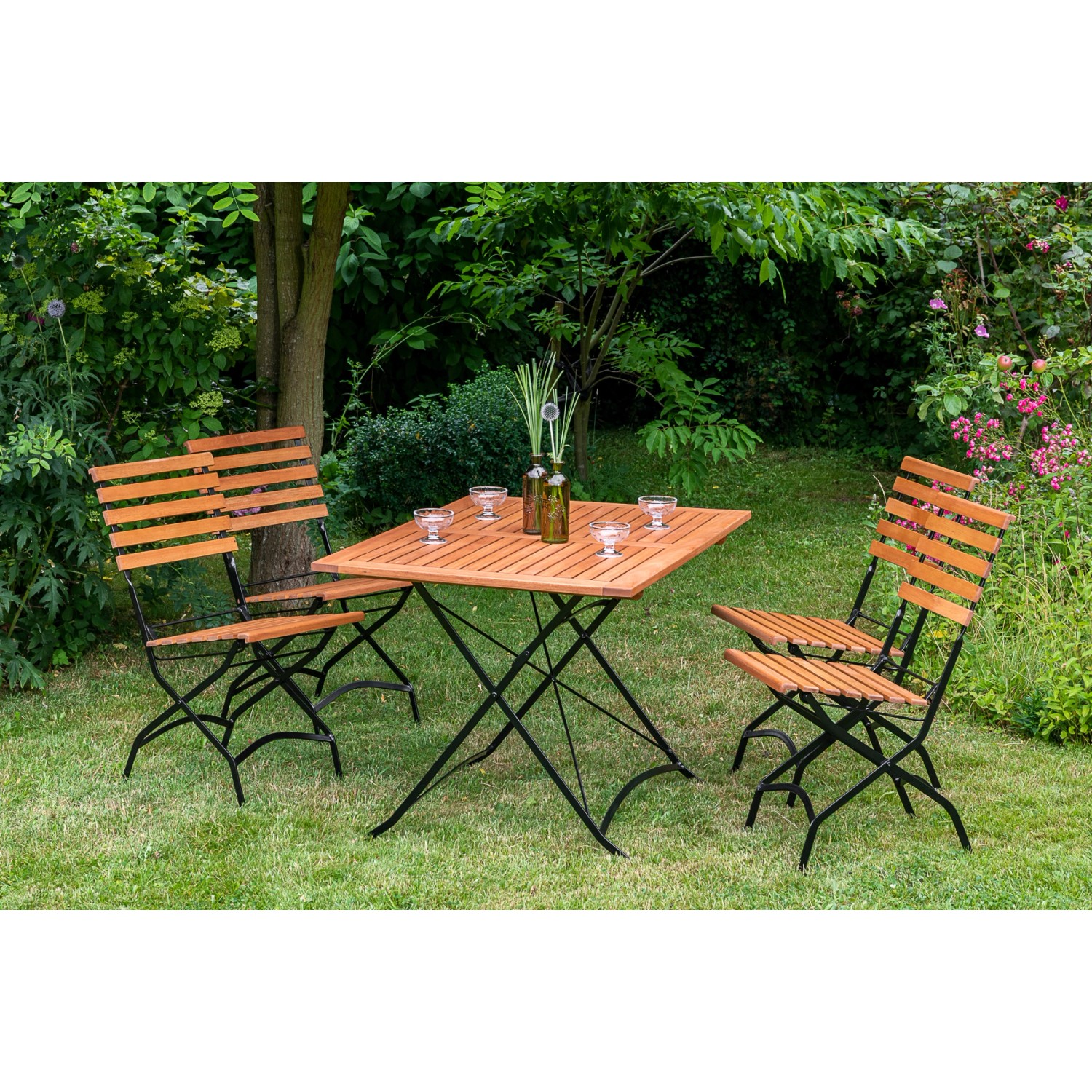 Merxx Schlossgarten Set 5-tlg. 4 Klappstühle Gartentisch 120 x 80 cm günstig online kaufen