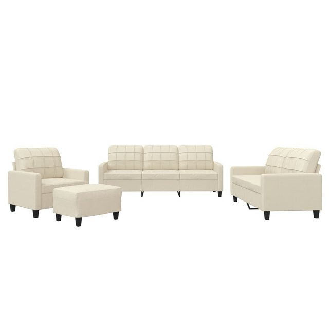 vidaXL Sofa 4-tlg. Sofagarnitur mit Kissen Creme Kunstleder günstig online kaufen