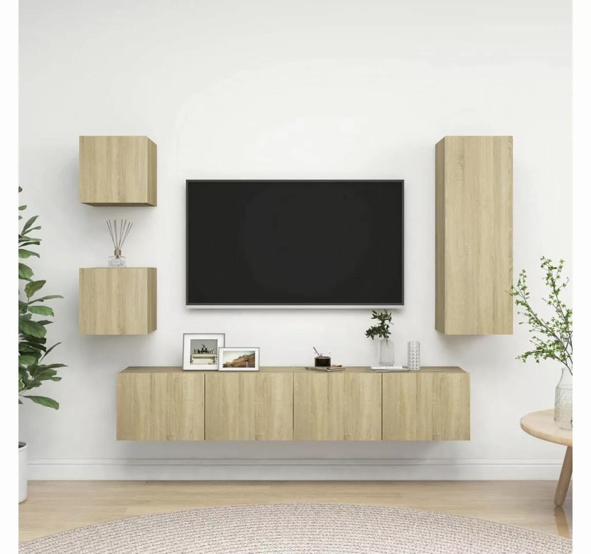 furnicato TV-Schrank 5-tlg. TV-Schrank-Sets Sonoma-Eiche Holzwerkstoff günstig online kaufen