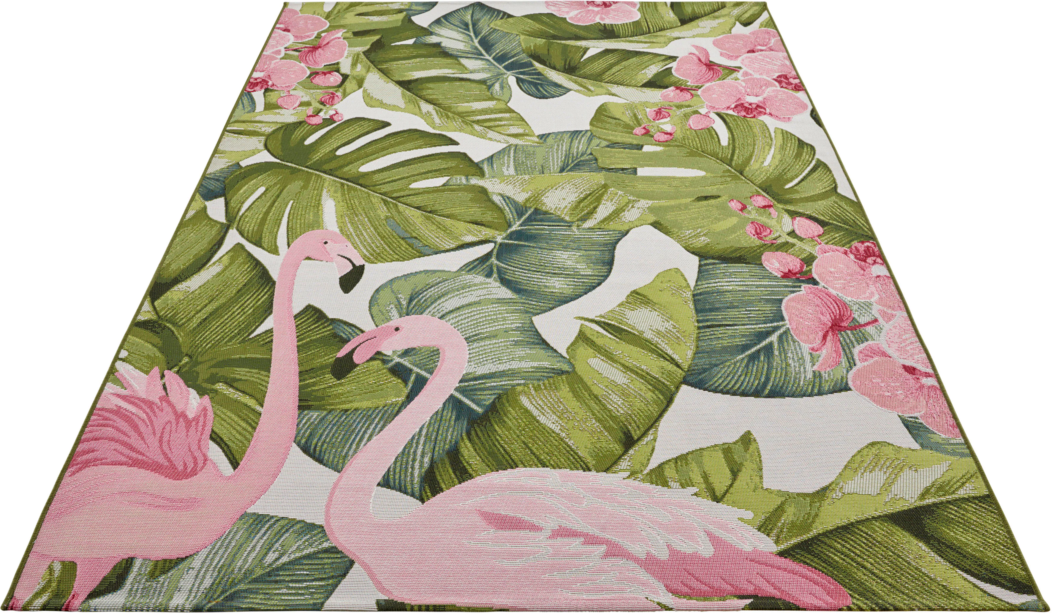 HANSE Home Outdoorteppich »Tropical Flamingo«, rechteckig, 3 mm Höhe, In-& günstig online kaufen