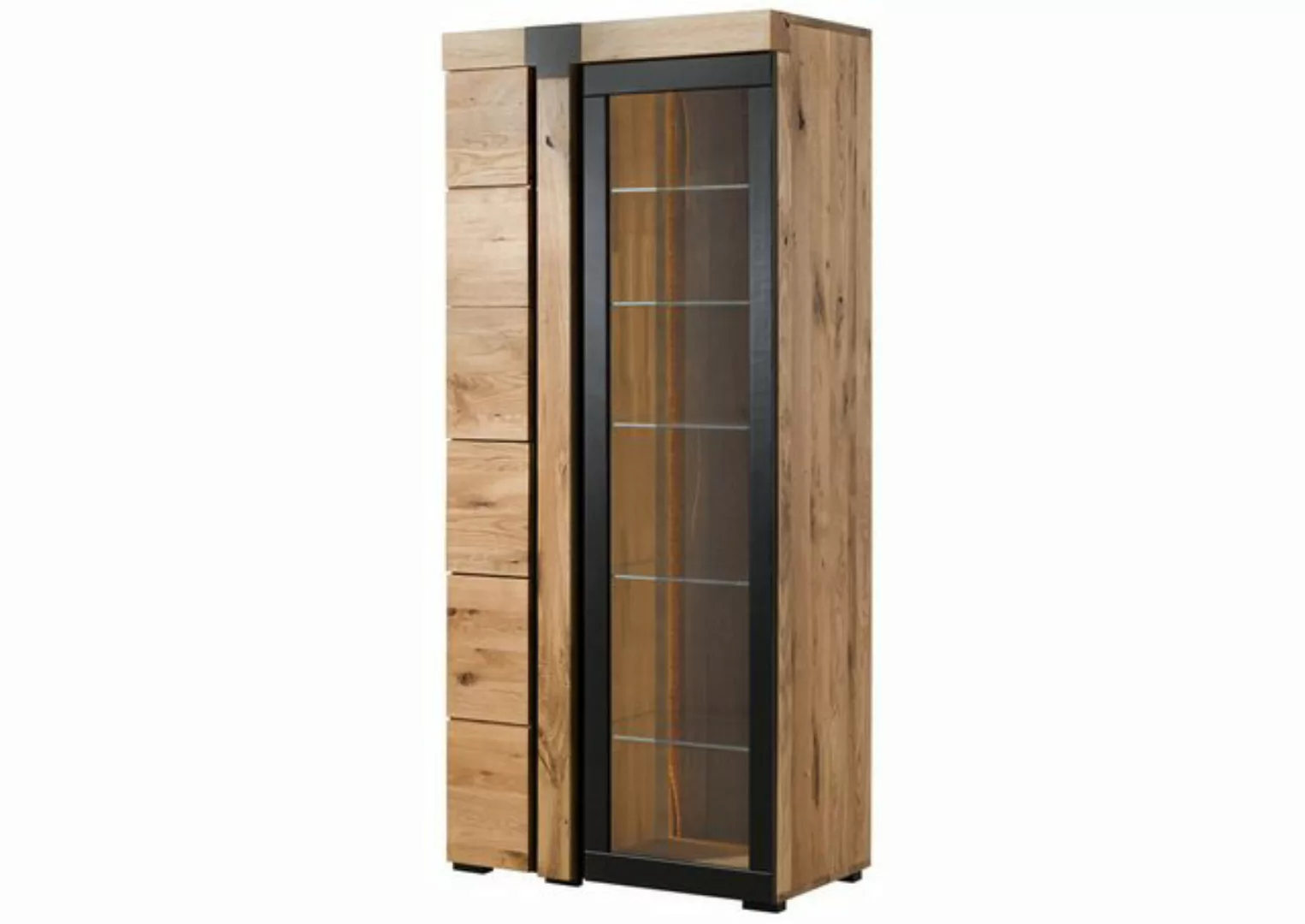 Massivmoebel24 Standvitrine (Wildeiche 80x45x180 natur geölt ROTTERDAM #111 günstig online kaufen