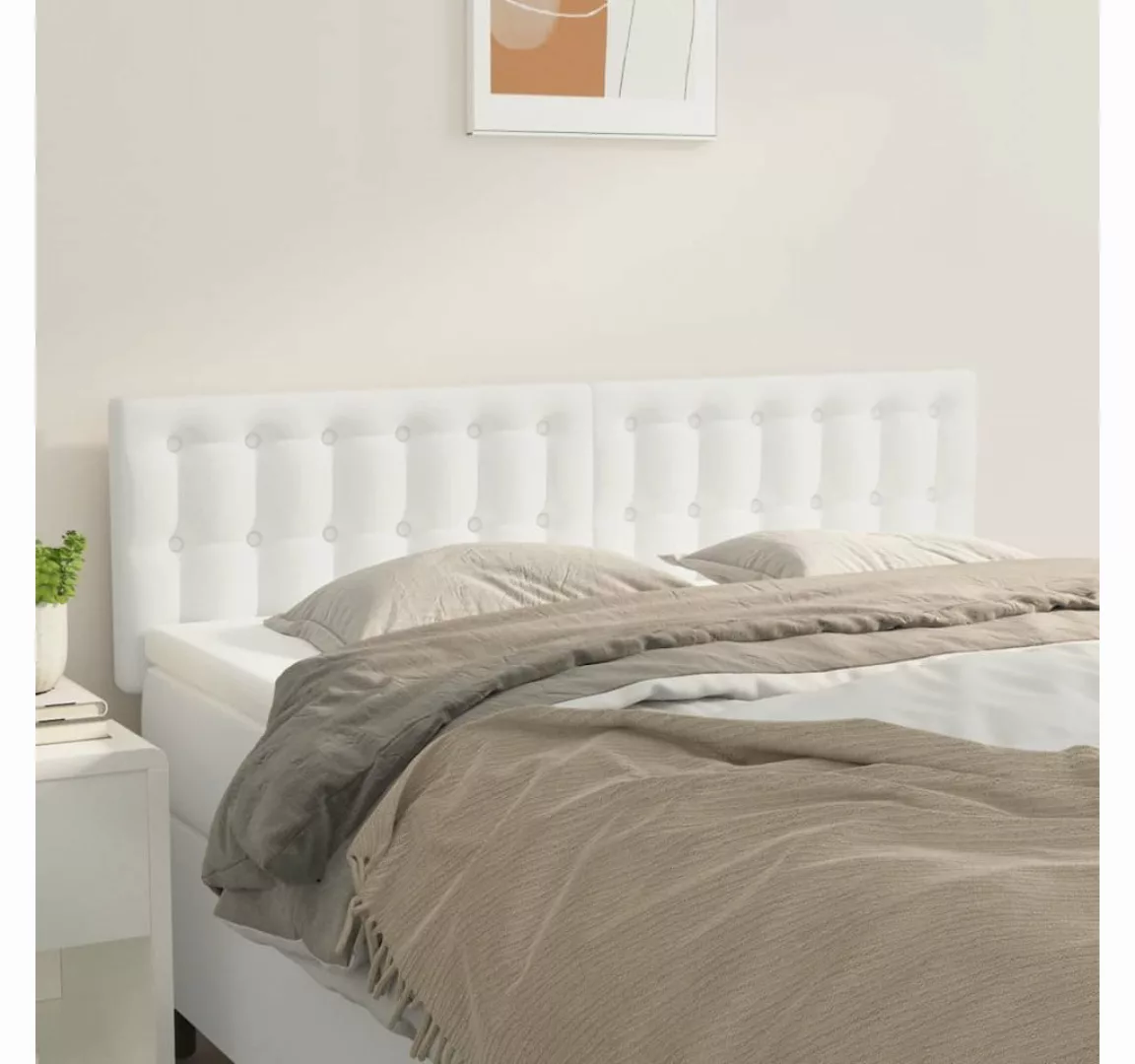 vidaXL Bett, Kopfteile 2 Stk. Weiß 72x5x78/88 cm Kunstleder günstig online kaufen