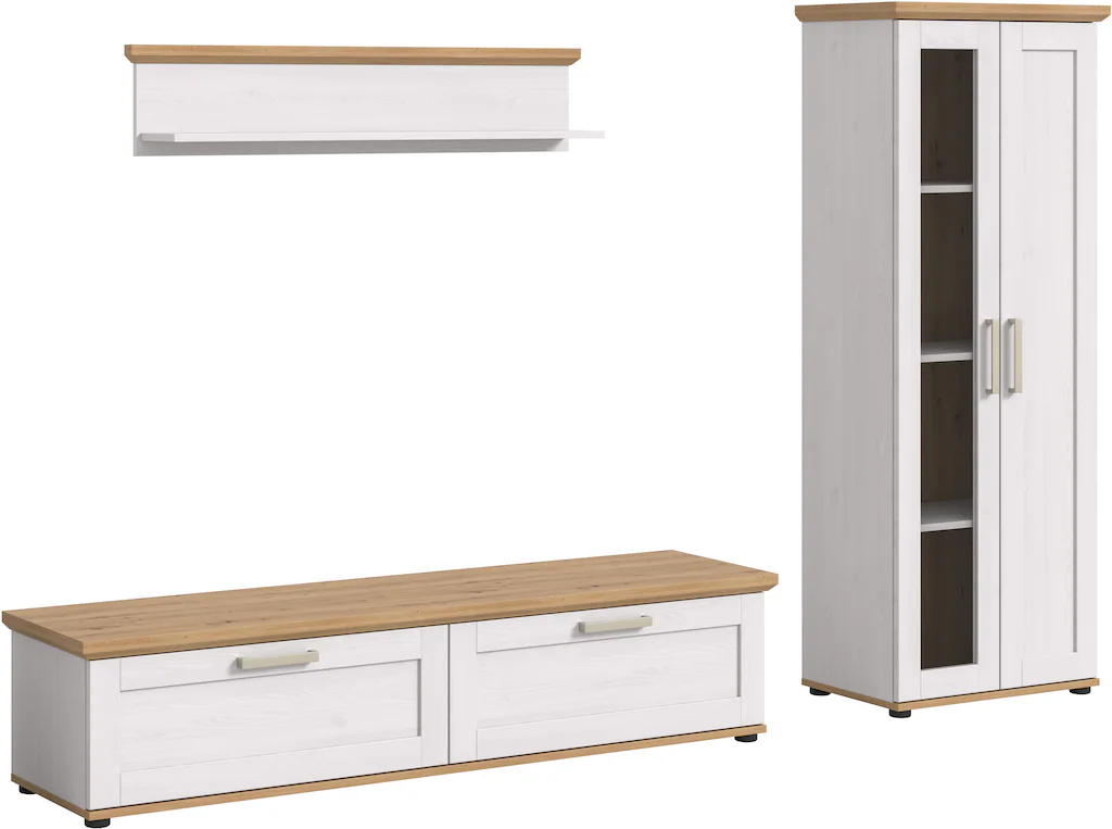 Home affaire Wohnwand "Cosenza", (Set, 3 St.), Cosenza, Breite: 336 cm, Vit günstig online kaufen