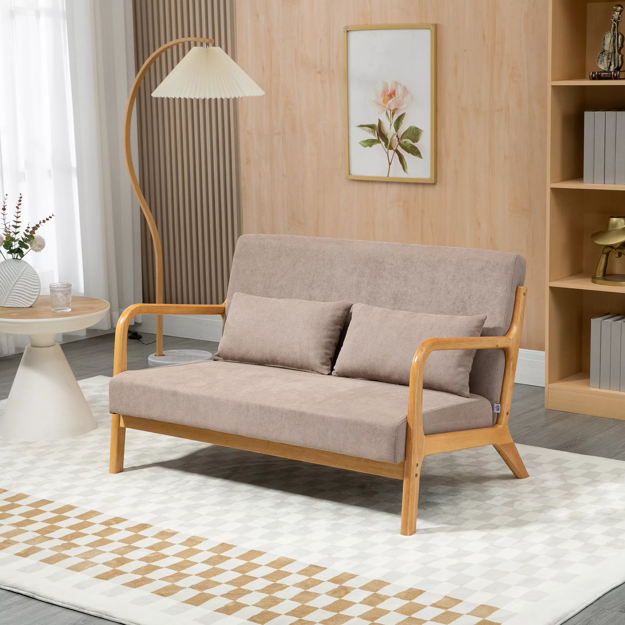 HOMCOM 2-Sitzer Sofa Loveseat Zweisitzer mit Kissen und Samtoptik Gummiholz günstig online kaufen