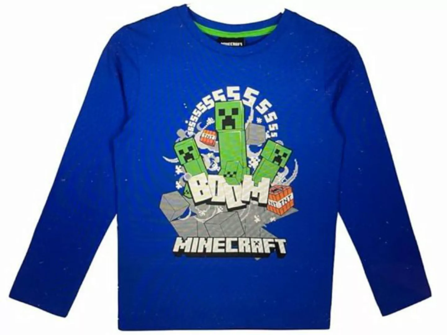 Minecraft Langarmshirt Creeper dunkelblau günstig online kaufen