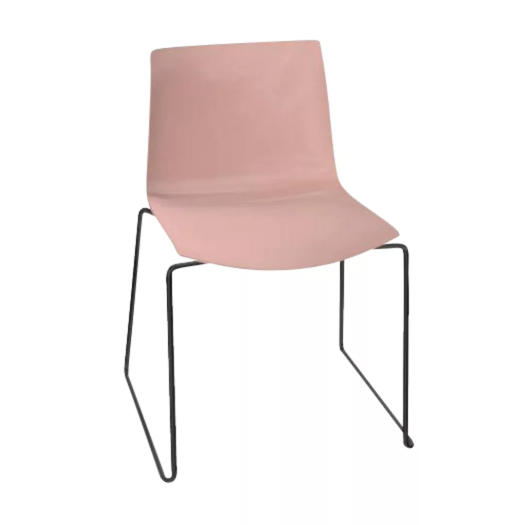Arper - Catifa 46 0278 Stuhl einfarbig Kufe schwarz - rosé/Außenschale glän günstig online kaufen
