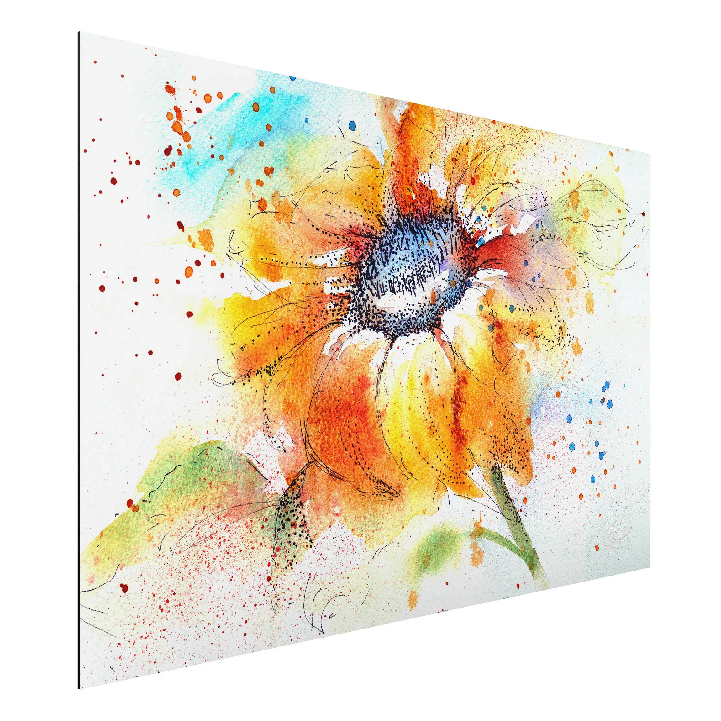 Alu-Dibond Bild Blumen - Querformat 3:2 Painted Sunflower günstig online kaufen