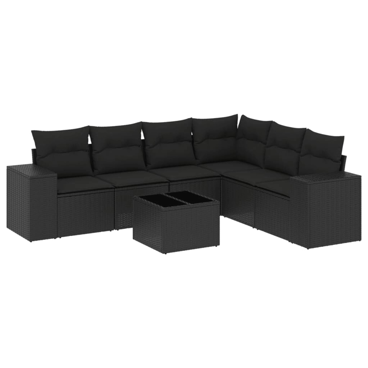 vidaXL 7-tlg Garten-Sofagarnitur mit Kissen Schwarz Poly Rattan Modell 239 günstig online kaufen