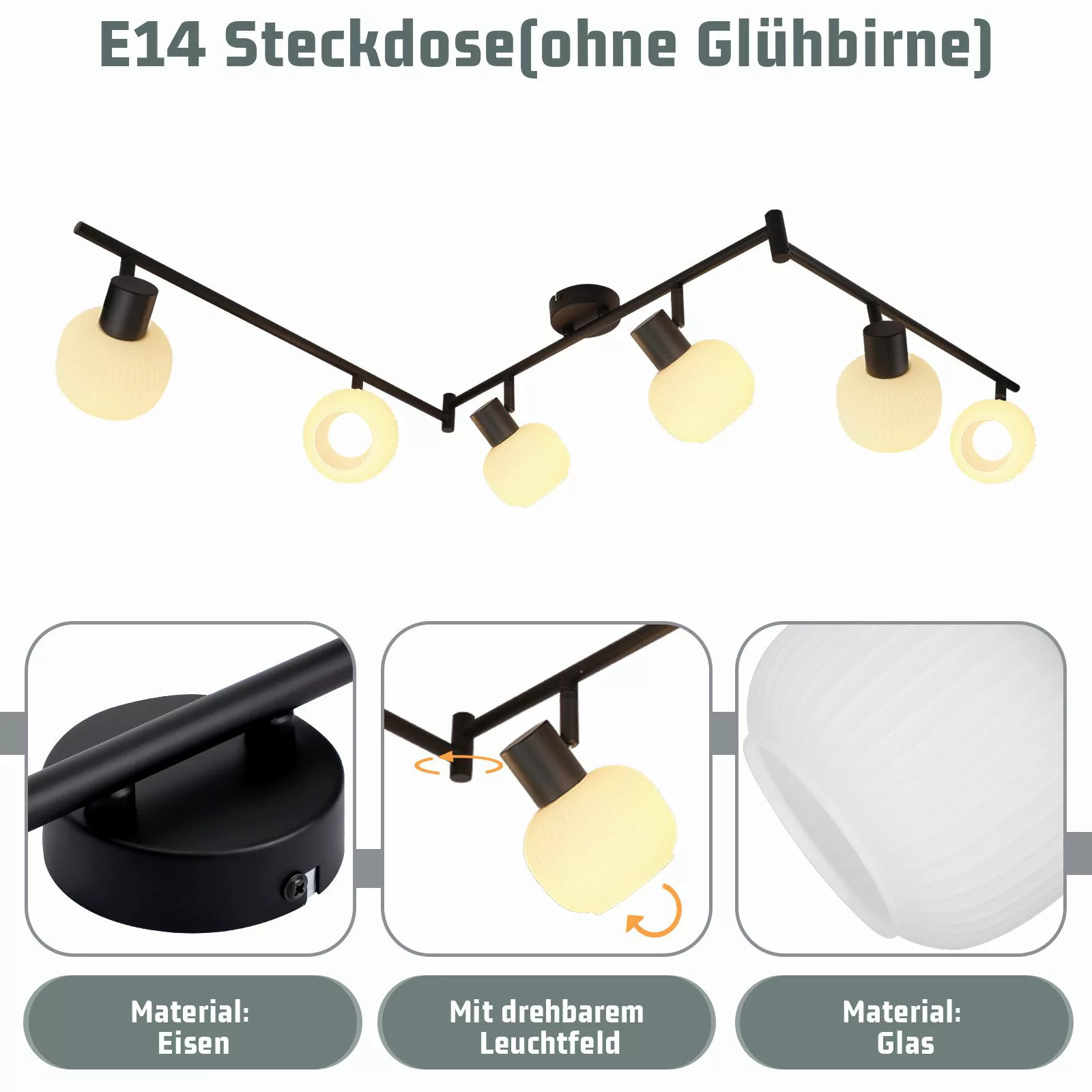 Nettlife Deckenstrahler Weiß Glas E14 Deckenleuchte günstig online kaufen