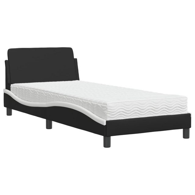 vidaXL Bett Bett mit Matratze Schwarz und Weiß 90x190 cm Kunstleder günstig online kaufen