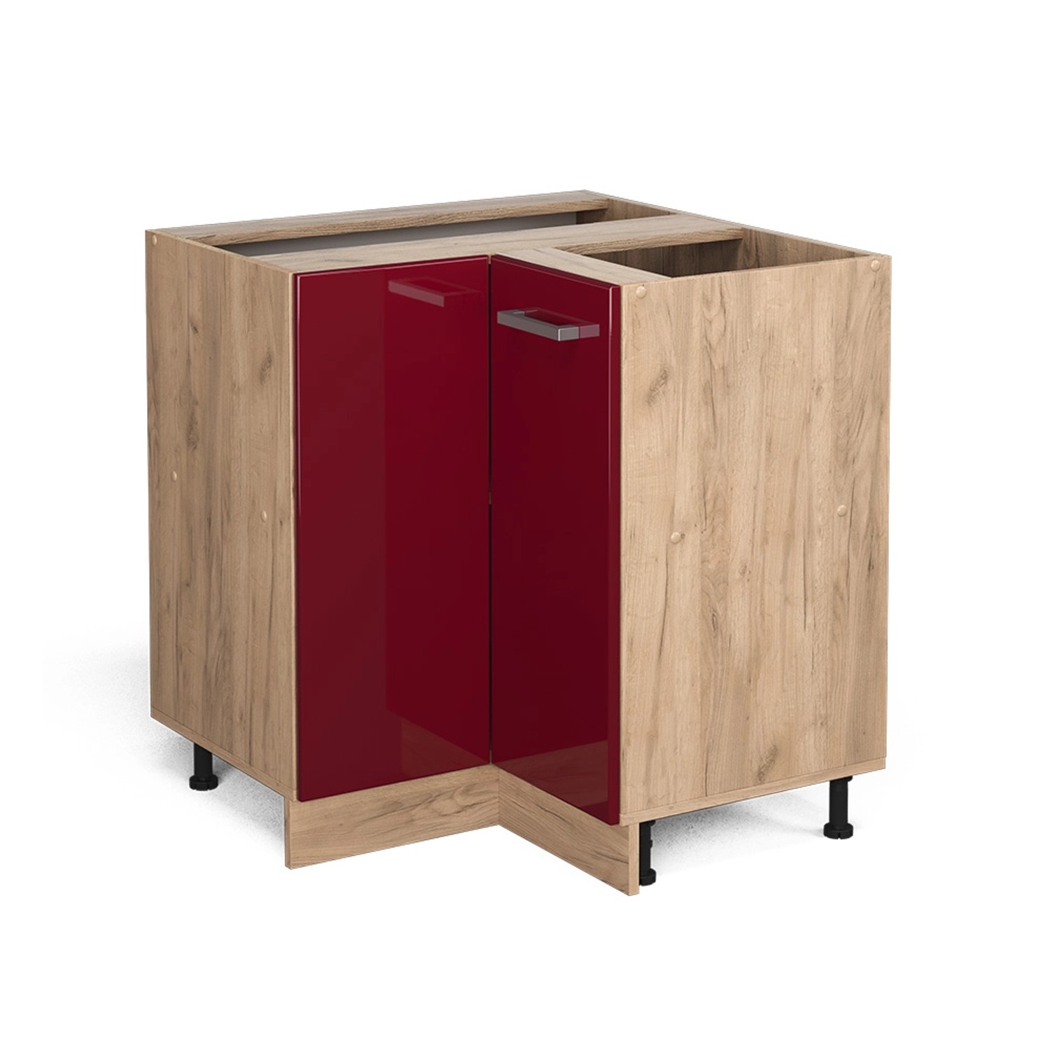 Vicco Eckunterschrank R-Line, Bordeaux Hochglanz/Goldkraft Eiche, günstig online kaufen