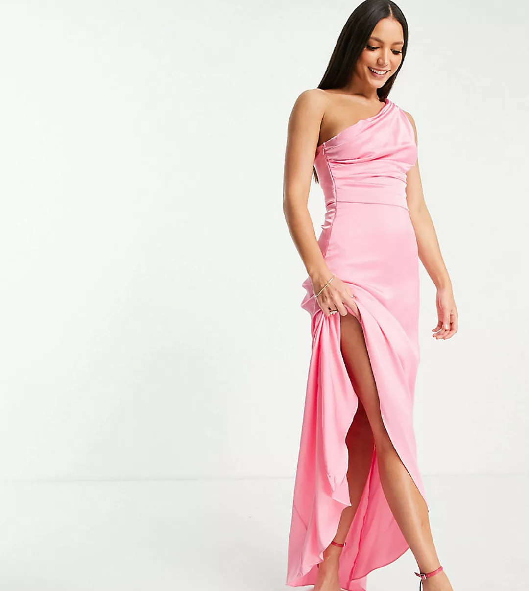 TFNC Tall – Bridesmaid – Maxikleid in Kaugummirosa mit One-Shoulder-Träger günstig online kaufen