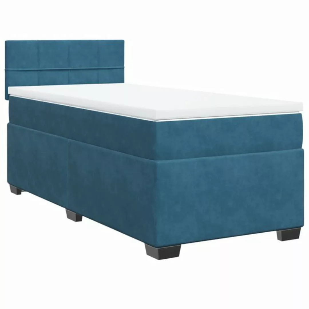 vidaXL Bett Boxspringbett mit Matratze Blau 80x200 cm Samt günstig online kaufen