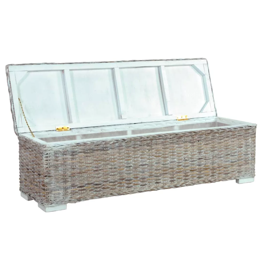 Aufbewahrungsbox 120 Cm Weiß Kubu-rattan Und Massivholz Mango günstig online kaufen