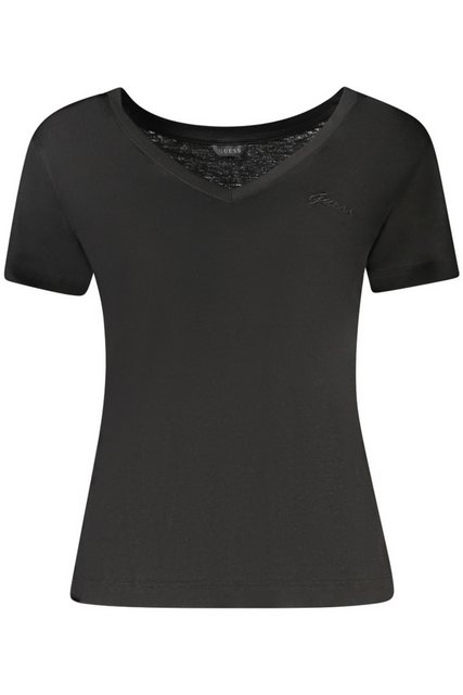 GUESS JEANS T-Shirt Damen V-Ausschnitt T-Shirt Schwarz mit Stickerei günstig online kaufen