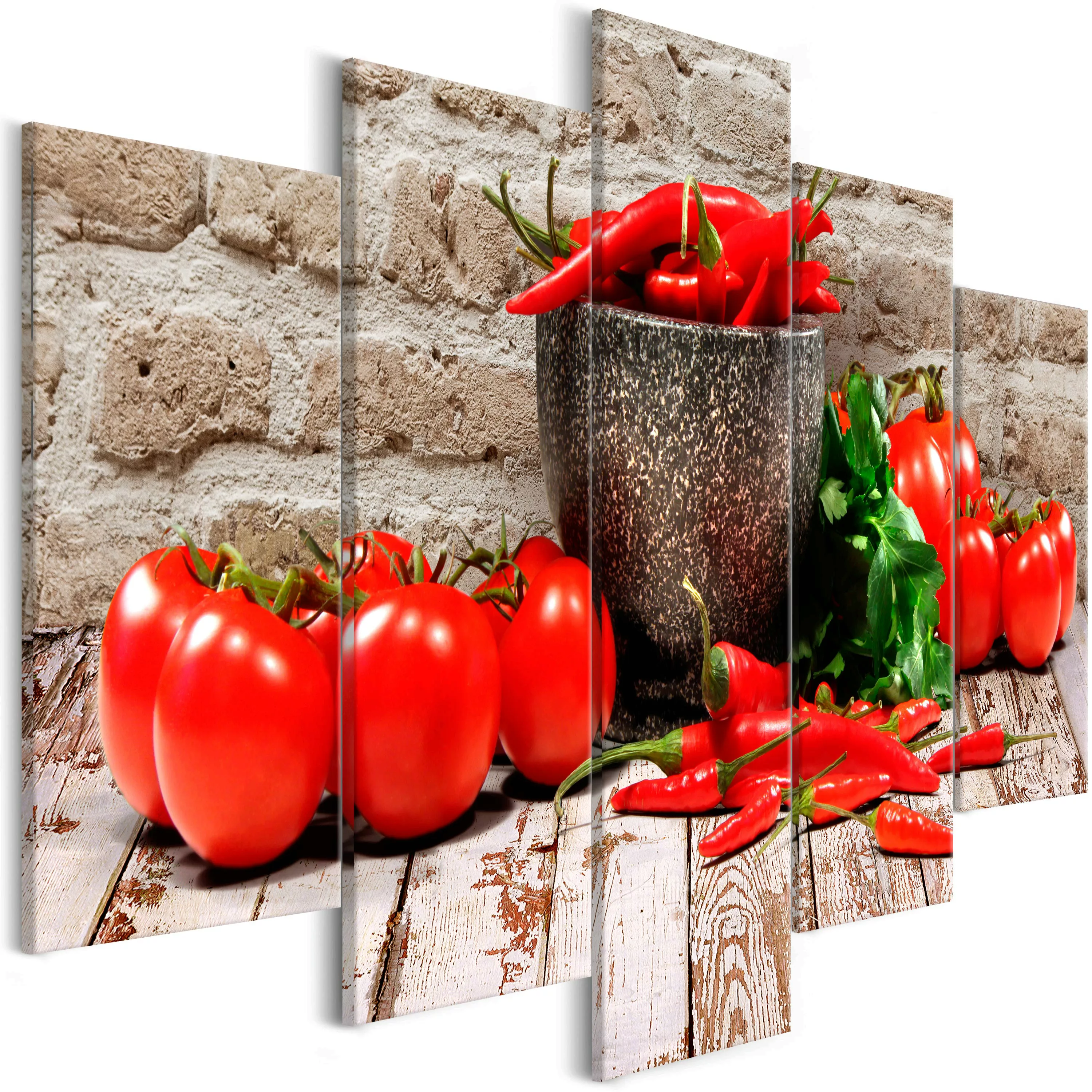 Wandbild - Red Vegetables (5 Parts) Brick Wide günstig online kaufen