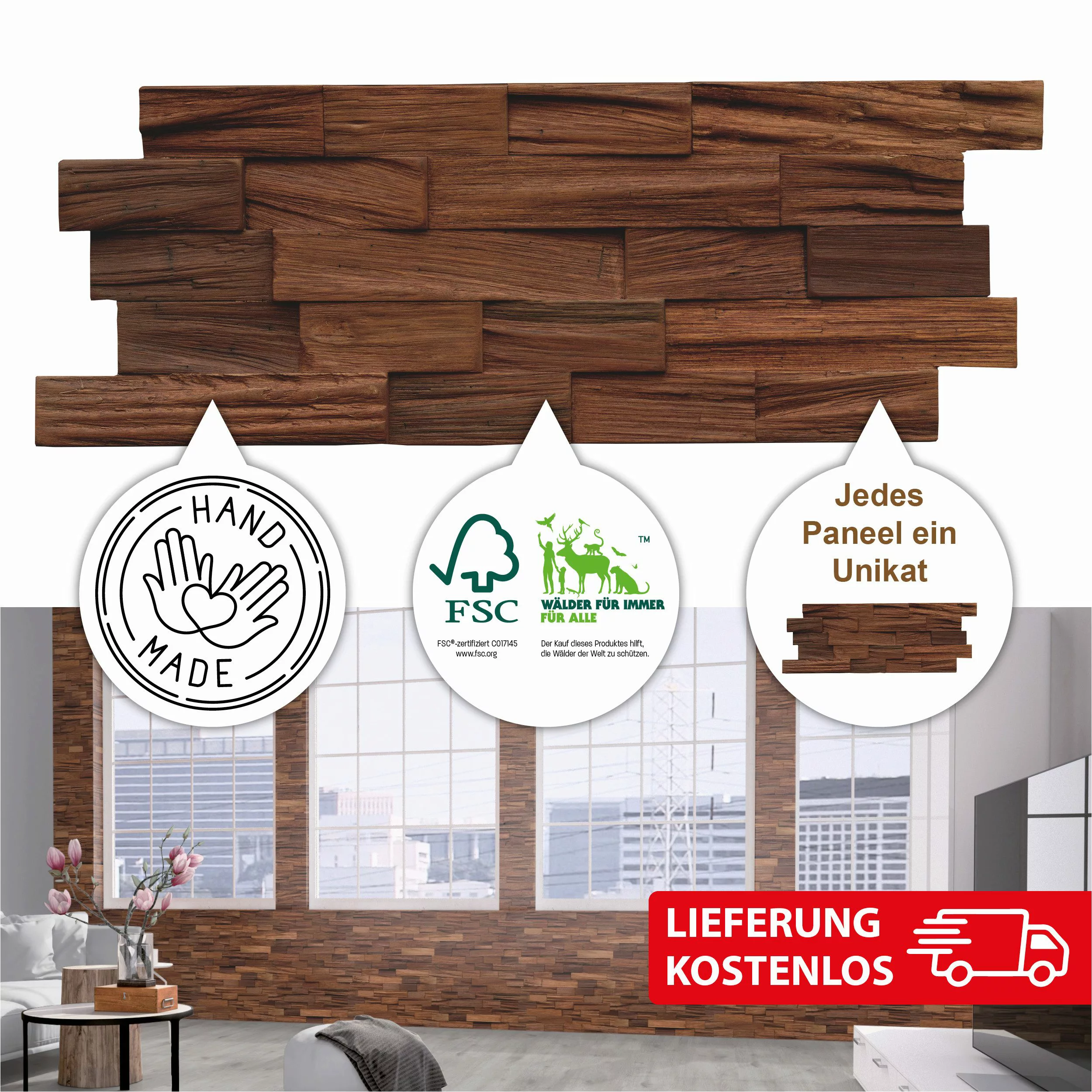 INDO 3D Wandpaneel Muster Axewood FSC günstig online kaufen